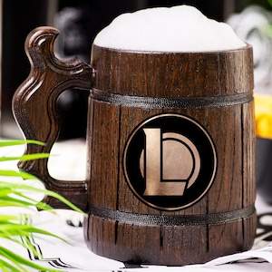 League of Legends Wooden Beer Mug, LoL Beer Stein, Personalized Tankard, Custom Engraved