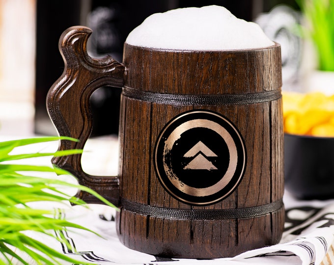 Ghost of Tsushima Wooden Beer Mug, Beer Stein, Personalized Tankard, Custom Engraved
