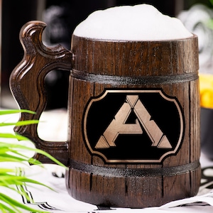 ARK Wooden Beer Mug, Beer Stein, Personalized Tankard, Custom Engraved