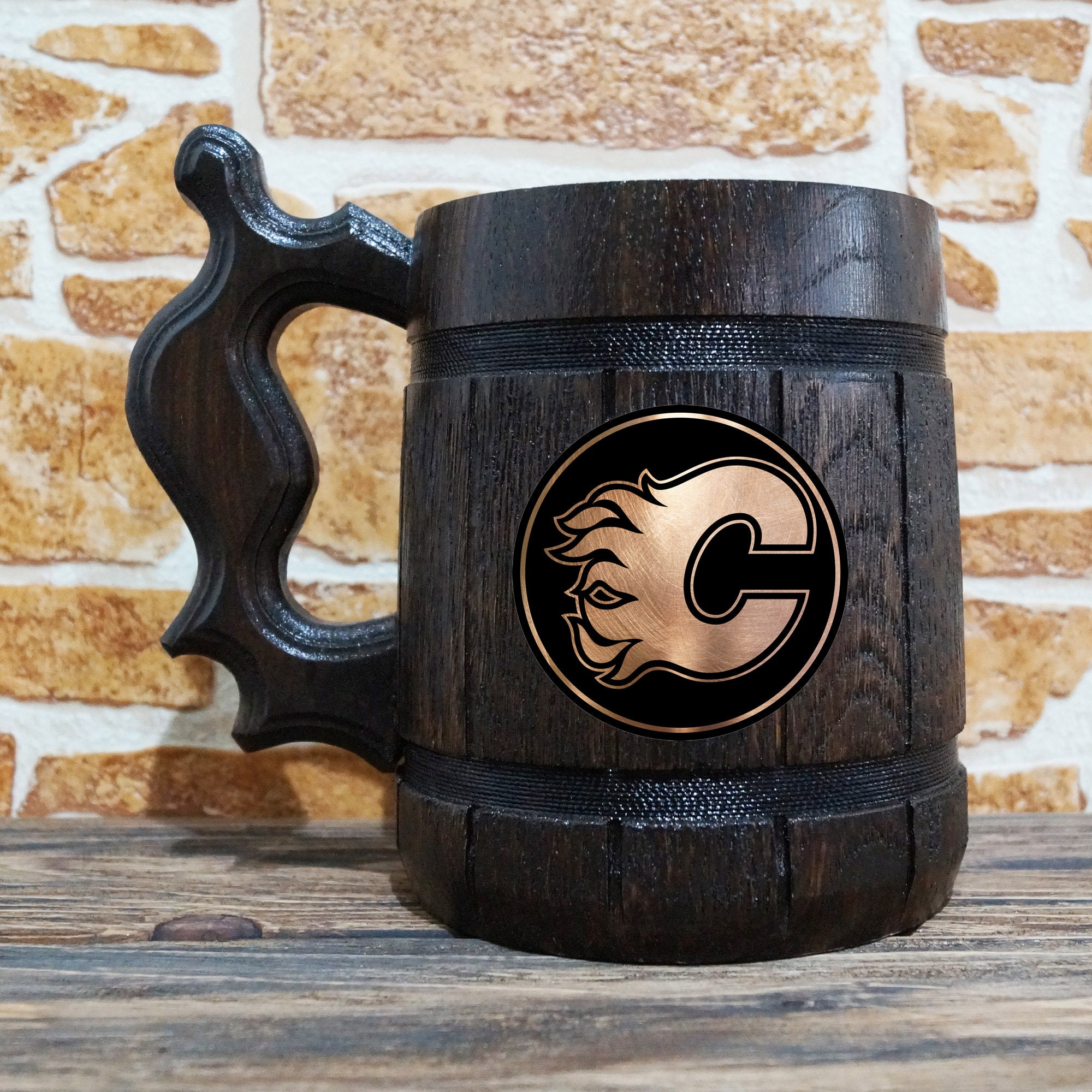 Calgary Flames Beer Mug Sport Beer Stein Hockey Team Logo Etsy