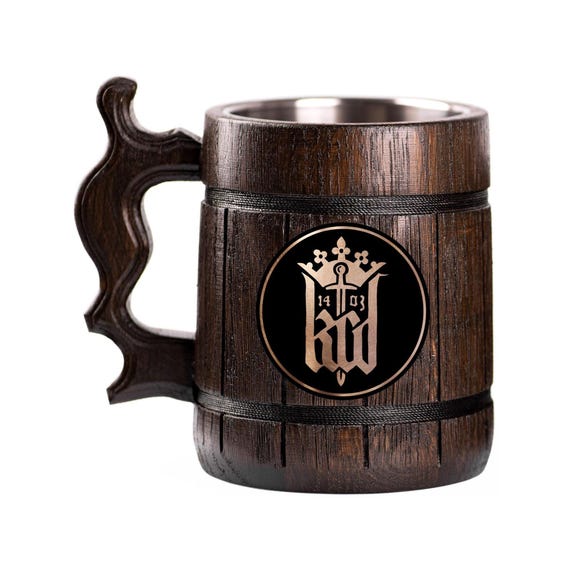 Kingdom Come Wooden Beer Mug, Beer Stein, Personalized Tankard, Custom Engraved