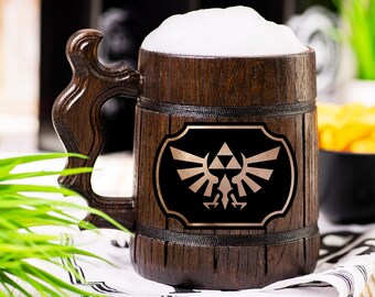 Legend of Zelda Wingcrest Beer Mug, Super Smash Bros, Beer Stein, Personalized Tankard, Custom Engraved