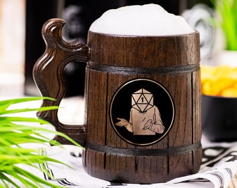 Guess I'll Die DnD Beer Mug, Dungeons & Dragons Engraved Beer Tankard, Wooden Beer Stein, Custom DM Gift