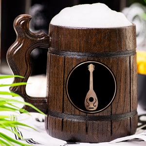 Bard Beer Mug, Dungeons & Dragons Beer Stein, Personalized DnD Wooden Tankard, Custom DM Gift