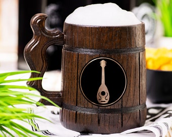 Bard Beer Mug, Dungeons & Dragons Beer Stein, Personalized DnD Wooden Tankard, Custom DM Gift