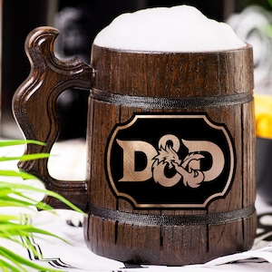 Boccale da birra Dungeons & Dragons, boccale da birra DnD, boccale in legno DnD personalizzato, regalo DM