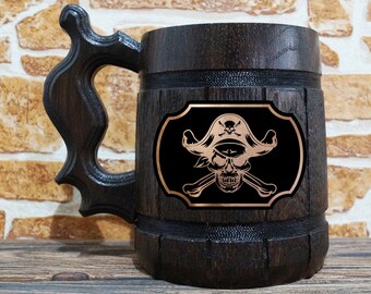 Pirate Skull Beer Mug For Groomsmen, Personalized Gift For Men, Wedding Gift, Groomsmen Gift Ideas, Beer Stein Gift Ideas For Him