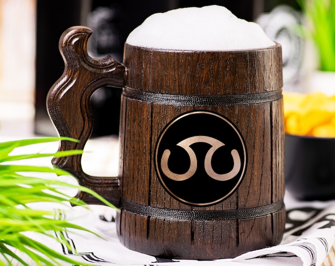 Final Fantasy Wooden Beer Mug, Scholar Beer Stein, Personalized Tankard, Custom Engraved