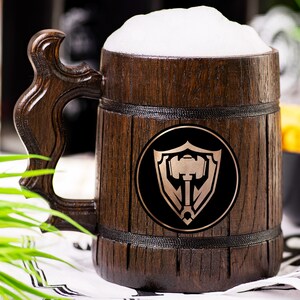 League of Legends Wooden Beer Mug, Tank Beer Stein, Personalized Tankard, Custom Engraved