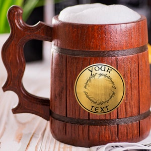 One Ring Beer Mug - The Lord Of The Rings Beer Stein | LOTR Wooden Tankard