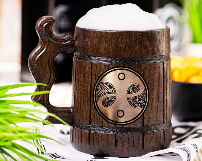 Fable Wooden Beer Mug, Guild Beer Stein, Personalized Tankard, Custom Engraved