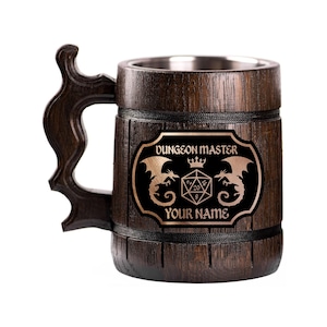 Jarra de cerveza de Dungeon Master, jarra de cerveza de Dungeons and Dragons, regalo de DnD, jarra personalizada, grabado personalizado
