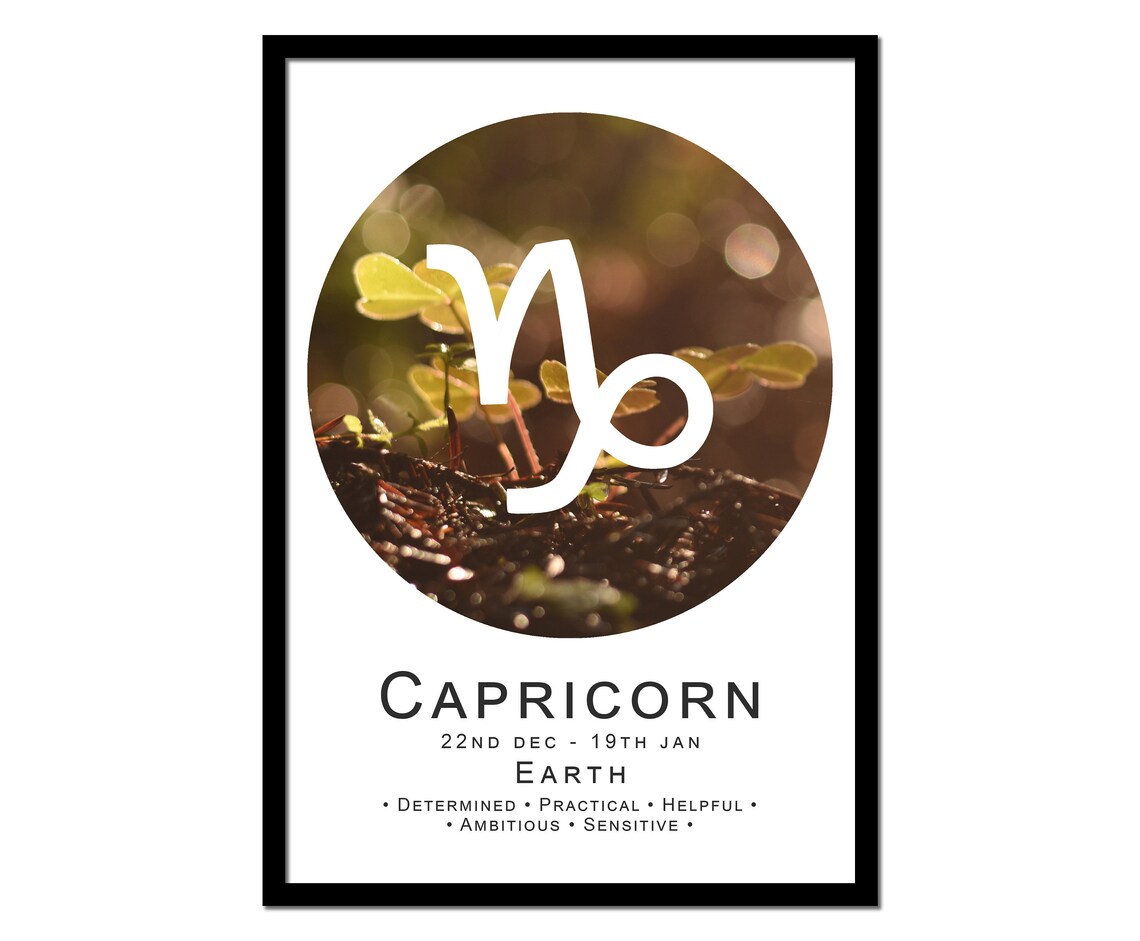 Capricorn Element Star Sign Astrology Zodiac Print Wall Art Etsy