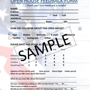 American Dream - Open House Feedback Form
