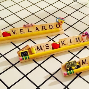 Personalized Scrabble Name Plate, Teacher Gift, Teacher Desk Gift, Teacher Appreciation Gift, Customized Teacher Gift, Teacher Present