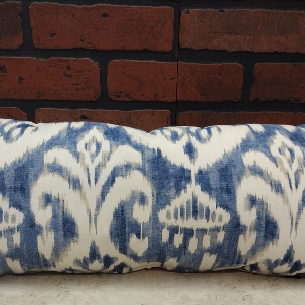 Blue & Cream Large Lumbar Pillow Cover Only