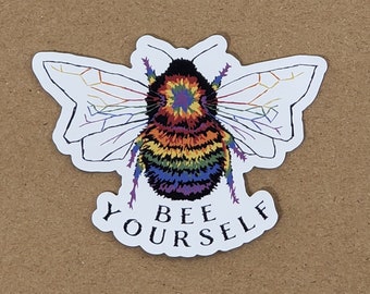 Rainbow Bee Yourself Bumblebee Sticker