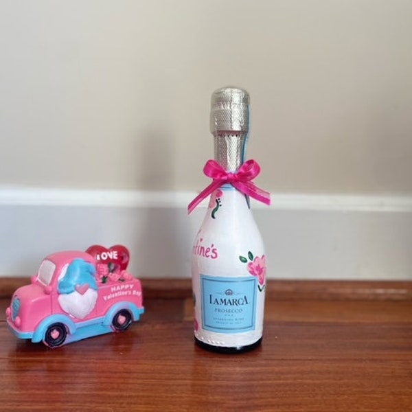 Hand painted mini champagne bottle