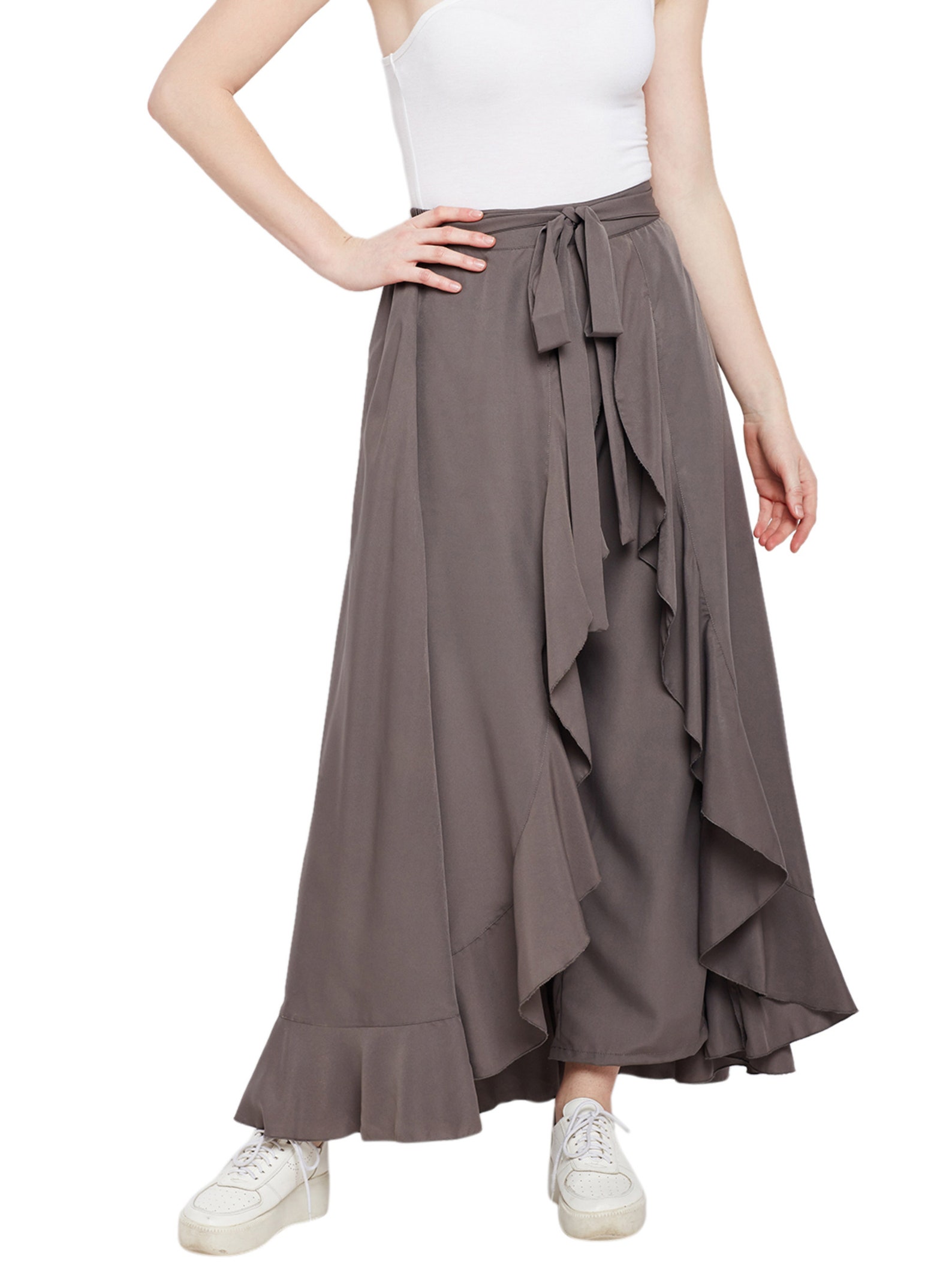 layered ruffle maxi skirt