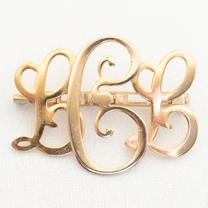Broche para ella, Broche inicial, Broche vintage, Broche tono dorado, Broche BBB Letters - A8