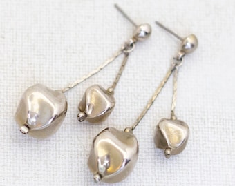 Vintage Silver Cherry Dangle Earrings - AA1