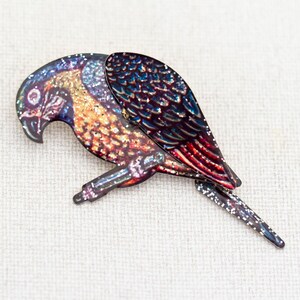 Vintage colorful bird brooch - A13