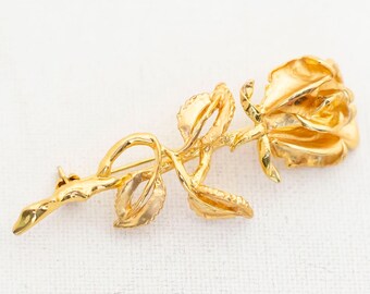 Vintage Minimalistische Gold Rose Brosche, Gold Ton Brosche, Kleine Brosche, Hochzeit Brosche, Brautjungfern Schmuck - A8