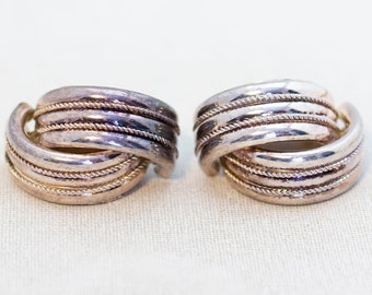 Vintage Chunky Silver Tone Macarons Clip On Earrings - A19