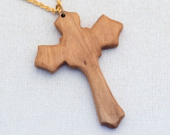 36'' Vintage Wooden Cross Necklace - A7