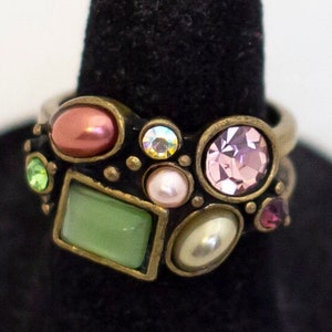 Misura 7, anello alla moda con pietre multiple Art Déco vintage - A23