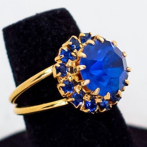 Size 6 1970 Czechoslovakian Adjustable Rhinestone Ring
