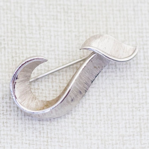 Vintage Letter J Brooch in Silver Tone by Crown Trifari - A15