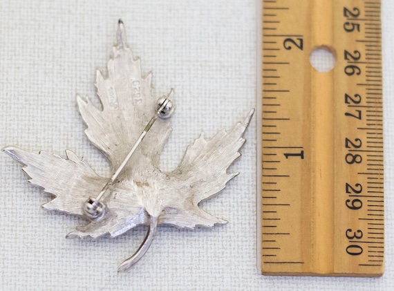 Vintage Silver Tone Maple Leaf Brooch by Avon - A… - image 3