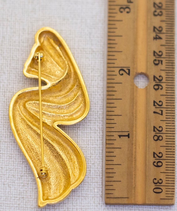 Vintage Ocean Waves Abstract Gold Tone Brooch by … - image 2