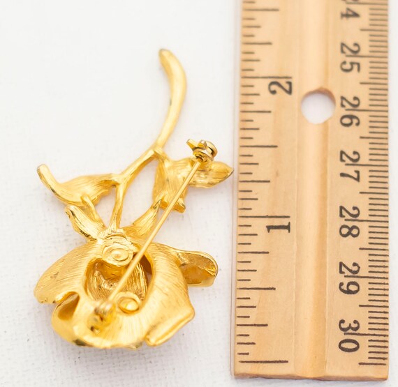 Vintage Art Deco Golden Rose Brooch - A4 - image 2