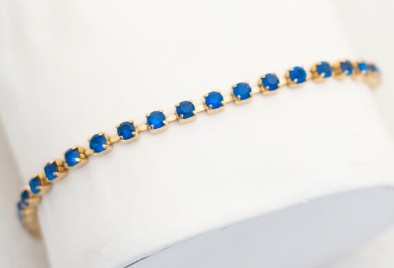 6.5'' Vintage Blue Rhinestone Bracelet by Avon - … - image 1