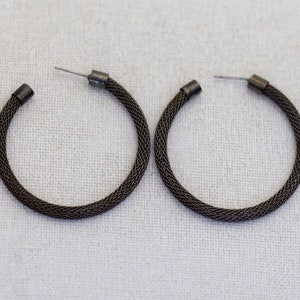 Vintage Silver Tone Chain Style Hoop Earrings - K1