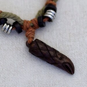 18 inch, Vintage Hippie Cord & Wooden Necklace - N1