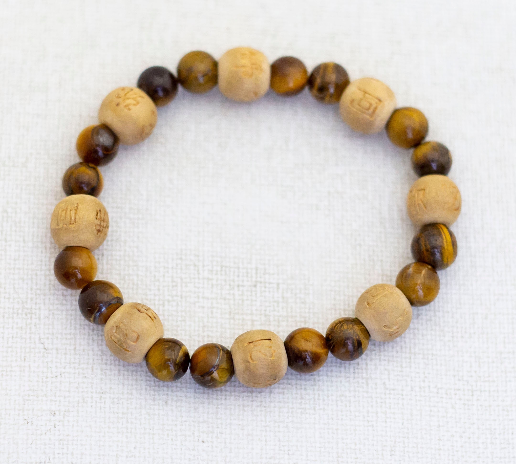 7 Inch, Vintage Tiger's Eye & Wooden Beads Bohemian Beaded 7 Inch, Vintage Tiger's Eye & Wooden Beads Bohemian Beaded