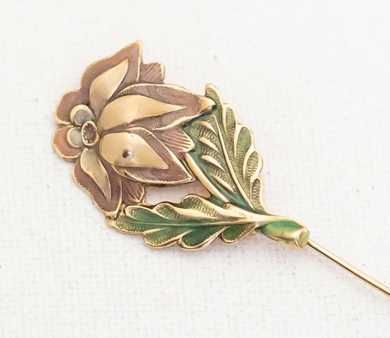 Vintage Pink Cactus Flower Stickpin  - A4 - image 2