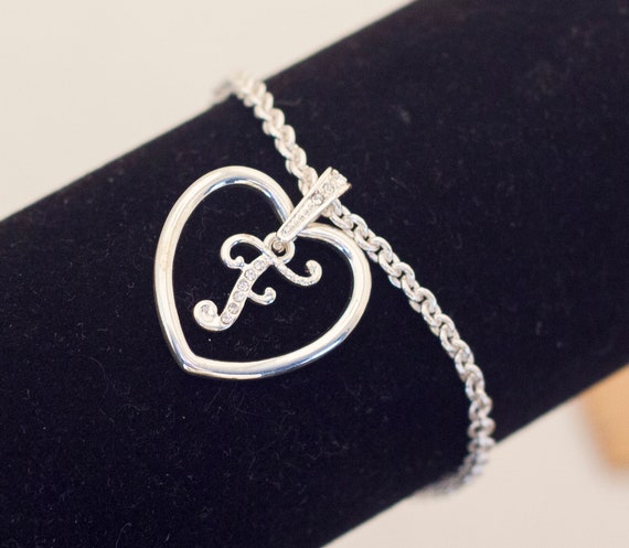 7 Inch, Heart Bracelet, Love Bracelet, Letter F Brace… - Gem