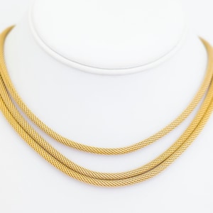 15 inch, Vintage Gold Tone Multi Strand Foxtail Chain Choker Necklace - E1