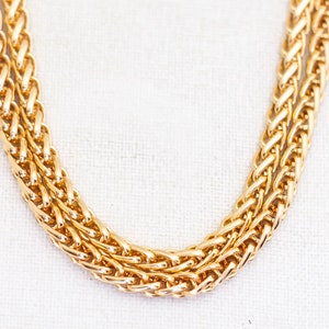 48 inch, Vintage Gold Tone Long Wheat Chain Necklace - C1