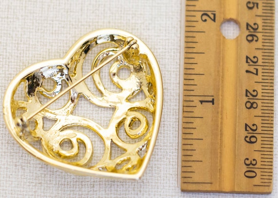 Vintage Gold Tone Spiral Heart Elegant Brooch - M1 - image 3