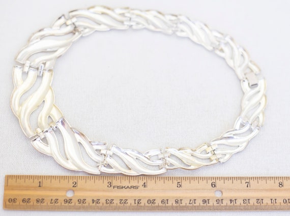 16 inch, Vintage Silver Tone Elegant Abstract Wav… - image 3