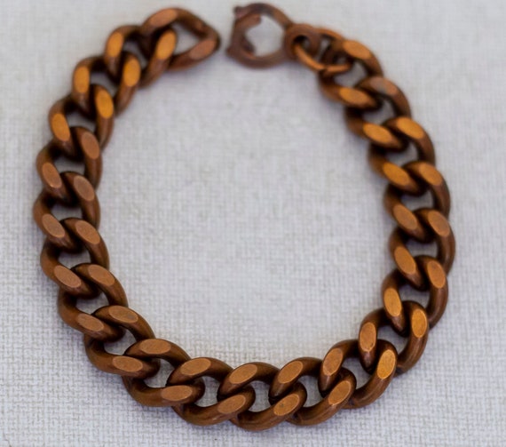 8 inch, Vintage Curb-style Copper Chain Bracelet … - image 2