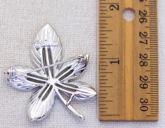 Vintage Silver Tone Star Flower Art Nouveau Brooc… - image 2