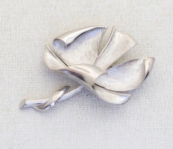 Vintage Silver Tone Art Nouveau Romantic Floral B… - image 1