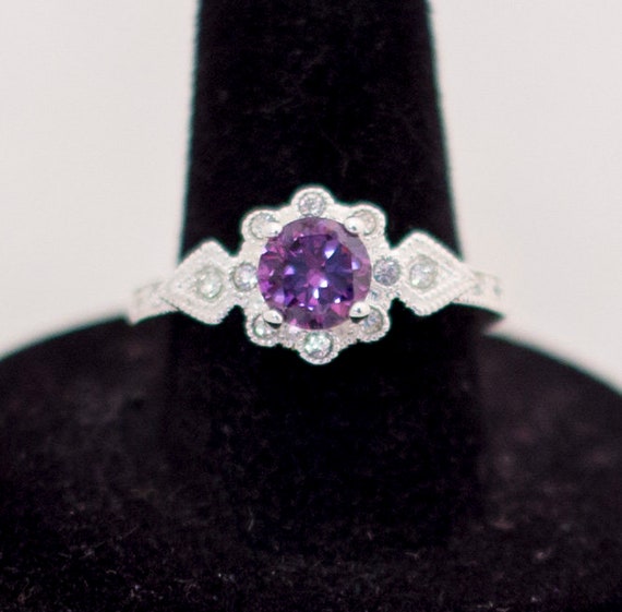 Size 7 3/4, Silver Ring, Avon Ring, Purple Ring, … - image 1