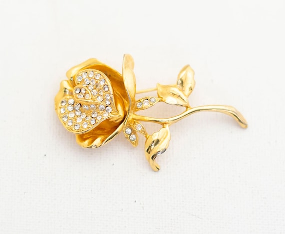 Vintage Art Deco Golden Rose Brooch - A4 - image 1